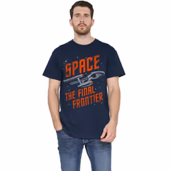 Star Trek Mens Space Travel T-Shirt - XXL, Navy