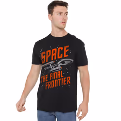 Star Trek Mens Space Travel T-Shirt - XL, Black