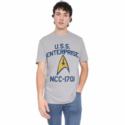 Star Trek Mens Collegiate Arch T-Shirt - S, Sport Heather