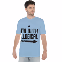 Star Trek Mens With Illogical T-Shirt - XXL, Light Blue