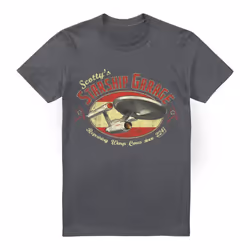 Star Trek Mens Scotty's Garage T-Shirt - L, Charcoal