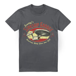 Star Trek Mens Scotty's Garage T-Shirt - L, Charcoal
