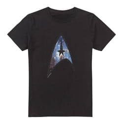 Star Trek Mens Galactic Shield T-Shirt - M, Black