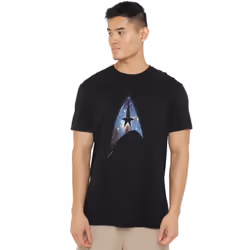 Star Trek Mens Galactic Shield T-Shirt - XXL, Black