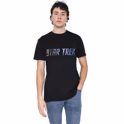 Star Trek Mens Space Logo T-Shirt - S, Black
