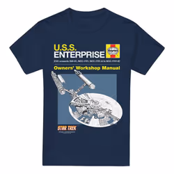 Star Trek Mens Enterprise Manual T-Shirt - M, Navy