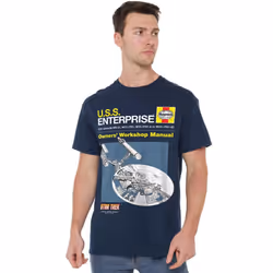 Star Trek Mens Enterprise Manual T-Shirt - M, Navy
