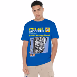 Star Trek Mens Tricorder Manual T-Shirt - 4XL, Royal Blue