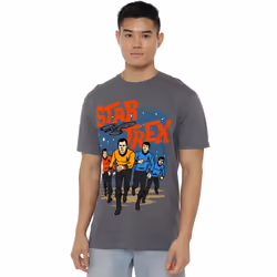 Star Trek Mens Run Forward T-Shirt - M, Charcoal