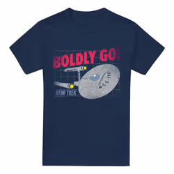 Star Trek Mens Boldly Go T-Shirt - 5XL, Navy