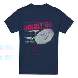 Star Trek Mens Boldly Go T-Shirt - 5XL, Navy