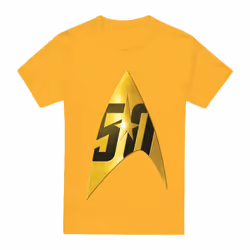 Star Trek Mens 50th Anniversary Delta T-Shirt - S, Gold