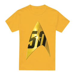 Star Trek Mens 50th Anniversary Delta T-Shirt - S, Gold