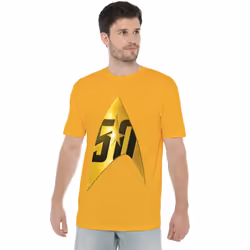 Star Trek Mens 50th Anniversary Delta T-Shirt - S, Gold