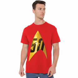 Star Trek Mens 50th Anniversary Delta T-Shirt - L, Red