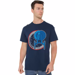 Star Trek Mens Enterprise Patch T-Shirt - 3XL, Navy