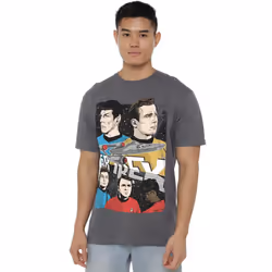 Star Trek Mens Illustrated Crew T-Shirt - S, Charcoal