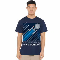 Star Trek Mens Starfleet Recruitment Poster T-Shirt - M, Navy