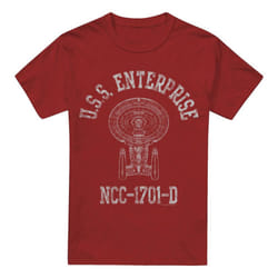 Star Trek Mens Enterprise D Athletic T-Shirt - XXL, Cardinal