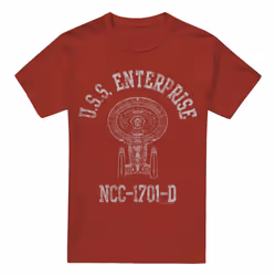 Star Trek Mens Enterprise D Athletic T-Shirt - 3XL, Cardinal