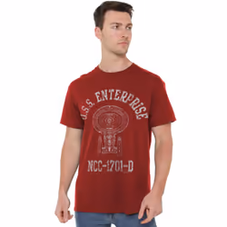 Star Trek Mens Enterprise D Athletic T-Shirt - 3XL, Cardinal