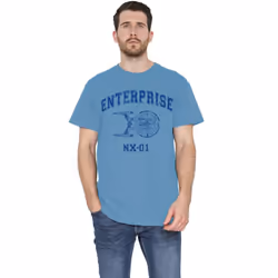 Star Trek Mens Enterprise Athletic T-Shirt - 3XL, Carolina Blue