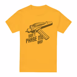 Star Trek Mens Don't Phase Me Bro T-Shirt - S, Gold