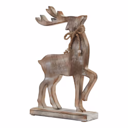 Hill Interiors White Wash Collection Wooden Reindeer Decoration