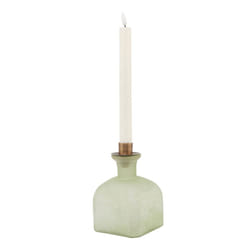 Hill Interiors Smoked Sage & Aged Brass Candle Holder Vase - 20cm x 10cm x 10cm, Sage