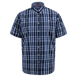 Duke Mens D555 Walsall Check Kingsize Short Sleeve Shirt - 5XL, Navy