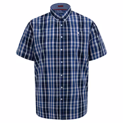 Duke Mens D555 Walsall Check Kingsize Short Sleeve Shirt - 6XL, Navy
