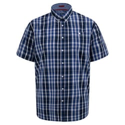 Duke Mens D555 Walsall Check Kingsize Short Sleeve Shirt - 6XL, Navy