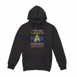 Star Trek Mens Trek the Halls Ugly Christmas Hoodie - M, Black