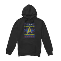 Star Trek Mens Trek the Halls Ugly Christmas Hoodie - XXL, Black