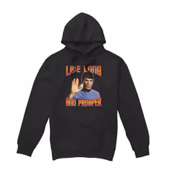 Star Trek Mens Original Live Long and Prosper Hoodie - XXL, Black