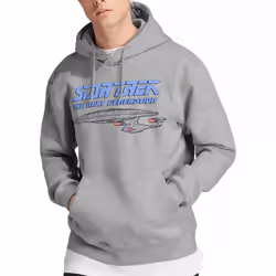 Star Trek Mens The Next Generation Distressed Hoodie - S, Sport Heather