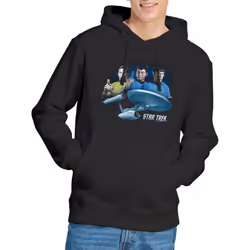 Star Trek Mens Main Three Hoodie - XL, Black