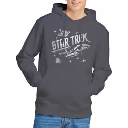 Star Trek Mens Through Space Hoodie - S, Charcoal