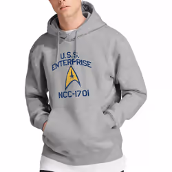 Star Trek Mens Collegiate Arch Hoodie - L, Sport Heather