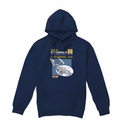 Star Trek Mens Enterprise Manual Hoodie - XL, Navy