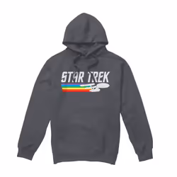 Star Trek Mens Rainbow Trail Hoodie - S, Charcoal