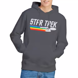 Star Trek Mens Rainbow Trail Hoodie - XXL, Charcoal