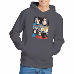 Star Trek Mens Illustrated Crew Hoodie - S, Charcoal