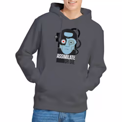 Star Trek Mens Assimilate or Die Hoodie - XXL, Charcoal