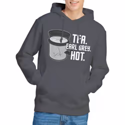 Star Trek Mens Earl Grey Hoodie - XXL, Charcoal