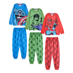 Marvel Avengers Boys Spiderman, Hulk, Captain America Long-Sleeved Long Pyjama Set (Pack of 3) - 6-7 Years, Multicoloured