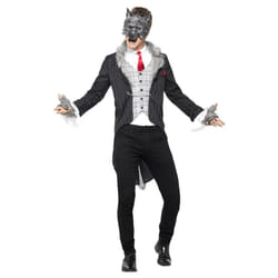 Smiffys Unisex Adult Deluxe Big Bad Wolf Costume Set - XL, Grey/Black