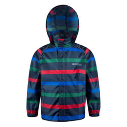 Mountain Warehouse Childrens/Kids Contrast Striped Waterproof Jacket - 2-3 Years, Navy
