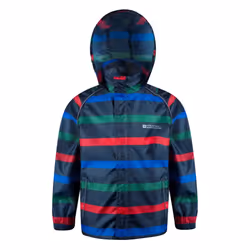Mountain Warehouse Childrens/Kids Contrast Striped Waterproof Jacket - 3-4 Years, Navy