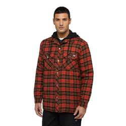 Dickies Mens Flannel Hooded Shirt - XXL, Red Ochre